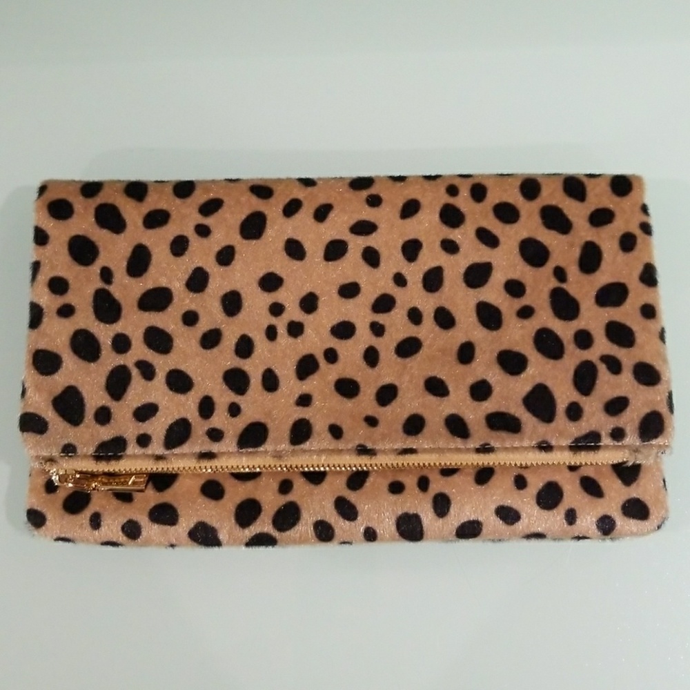 Leopard Cheetah Foldover Envelope Clutch Vegan - Picture 8 of 8